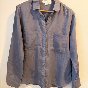 Cloth & Stone linen gray button down Large